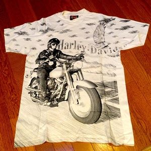 1992 Harley Davidson vintage Vtg shirt single stitch all over front print USA